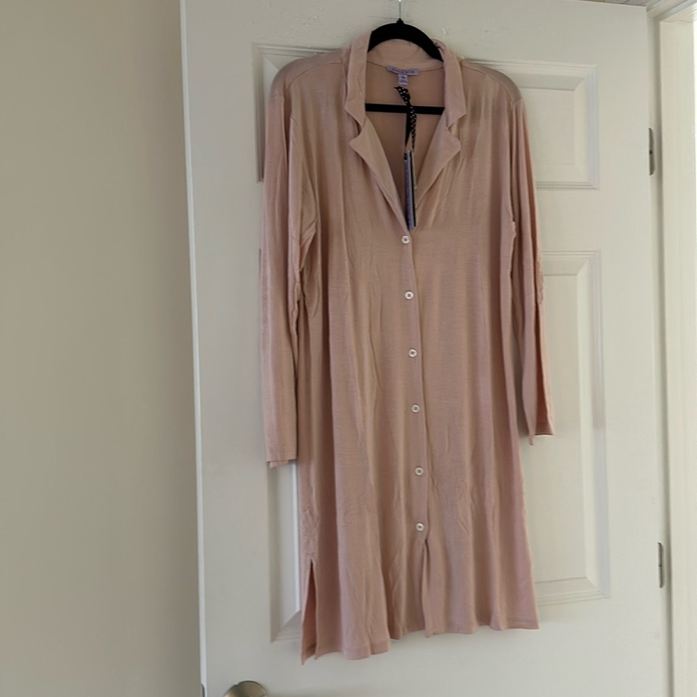 HALE BOB 100% Organic Bamboo & Spandex Collared Button Down Night Shirt XL NWT